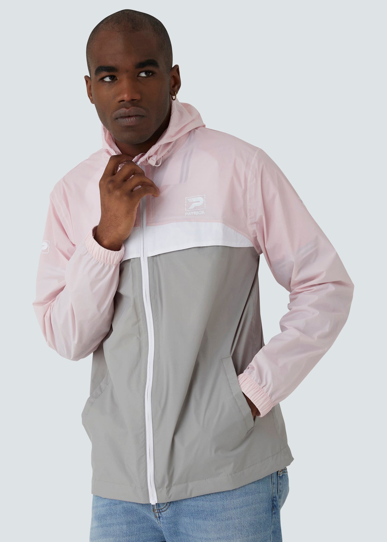 Pink white windbreaker shop