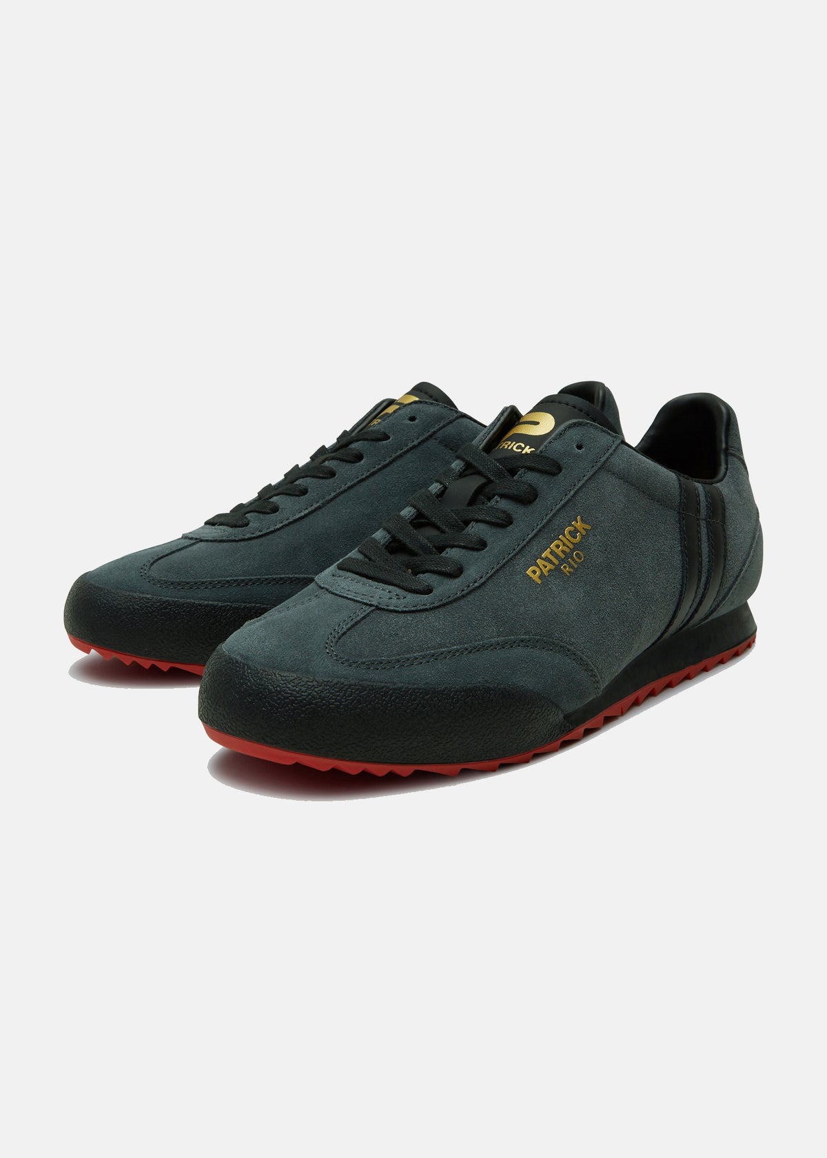 Patrick Mens Rio Trainer Dark Grey Black Red | 80s Casual Retro Trainers
