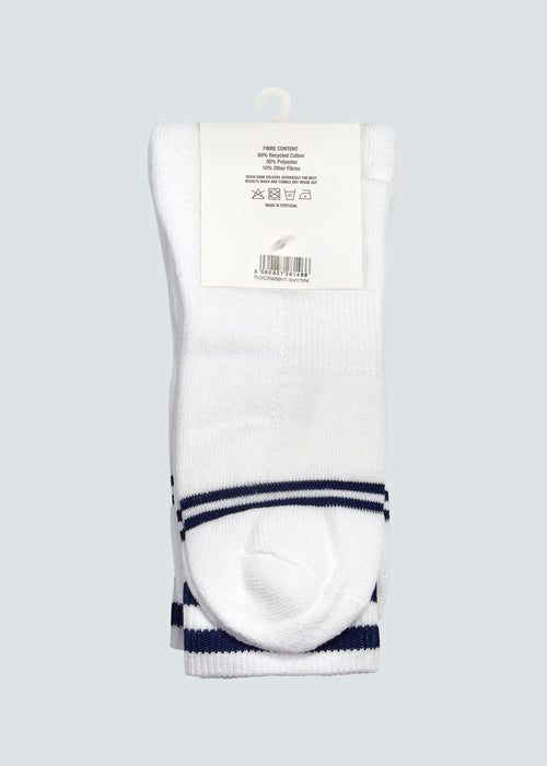 Rio Crew Sock 3 Pack - White/Navy