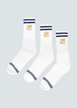 Load image into Gallery viewer, Rio Crew Sock 3 Pack - White/Navy
