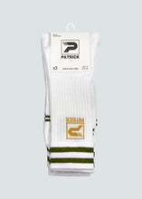 Load image into Gallery viewer, Rio Crew Sock 3 Pack - White/Dark Green
