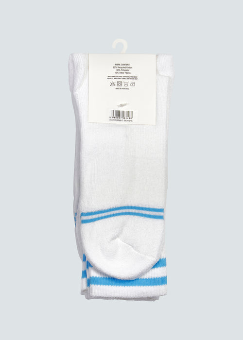 Rio Crew Sock 3 Pack - White/Light Blue