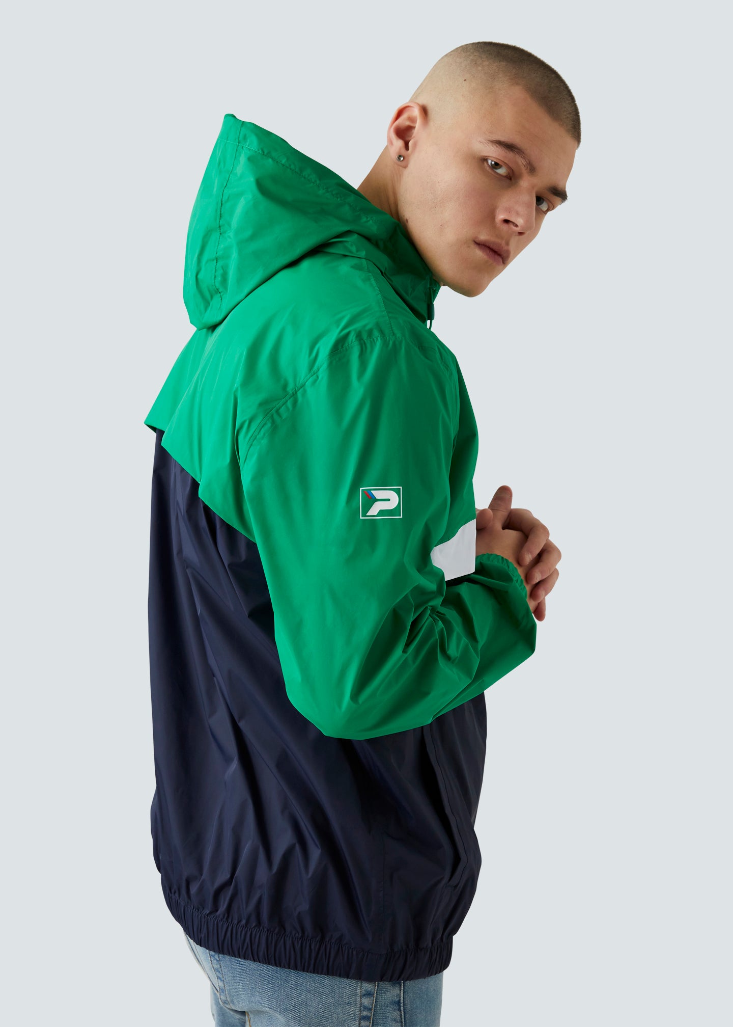 Green and discount blue windbreaker