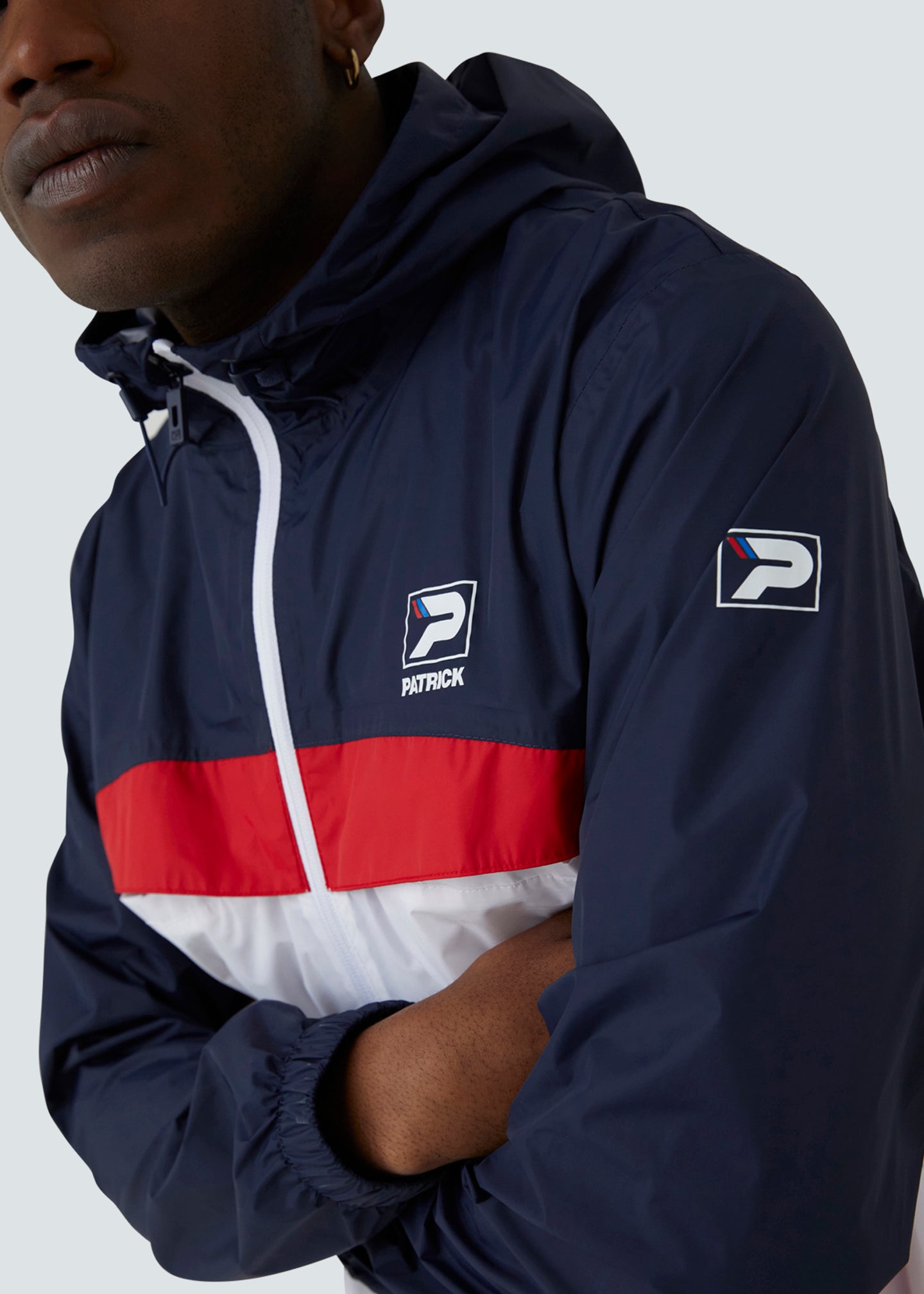 Red white and navy blue windbreaker on sale