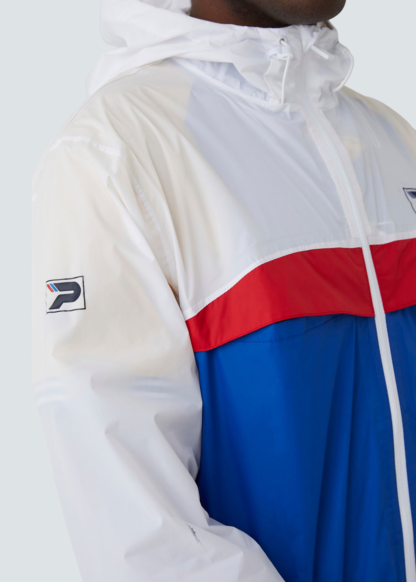 Red white windbreaker top