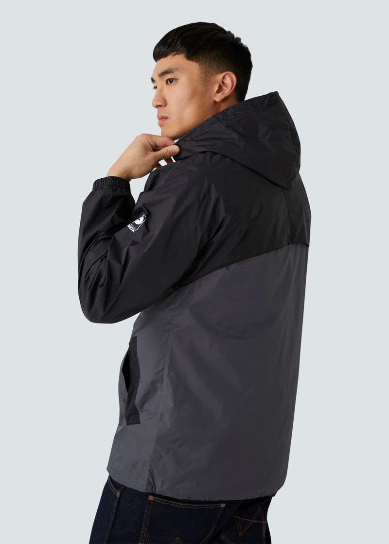 Load image into Gallery viewer, Patrick Classic Cagoule Windrunner - Black/White/Grey - Detail
