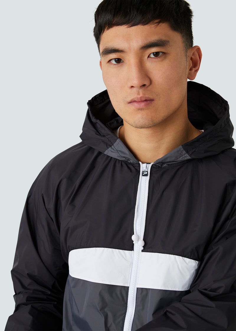 Load image into Gallery viewer, Patrick Classic Cagoule Windrunner - Black/White/Grey - Detail
