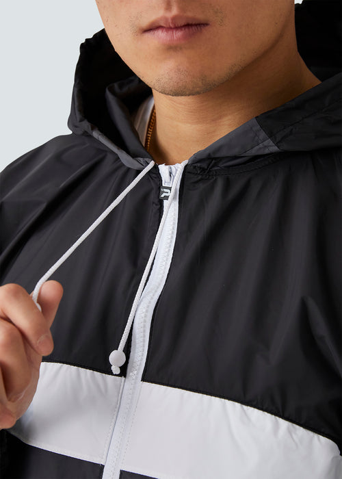 Patrick Classic Cagoule Windrunner - Black/White/Grey - Detail