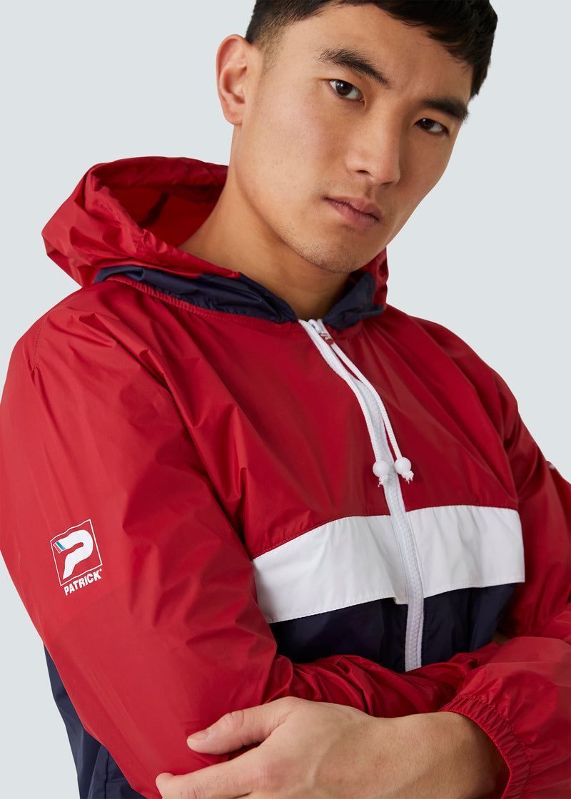 Load image into Gallery viewer, Patrick Classic Cagoule Windrunner - Burgundy/Navy - Detail
