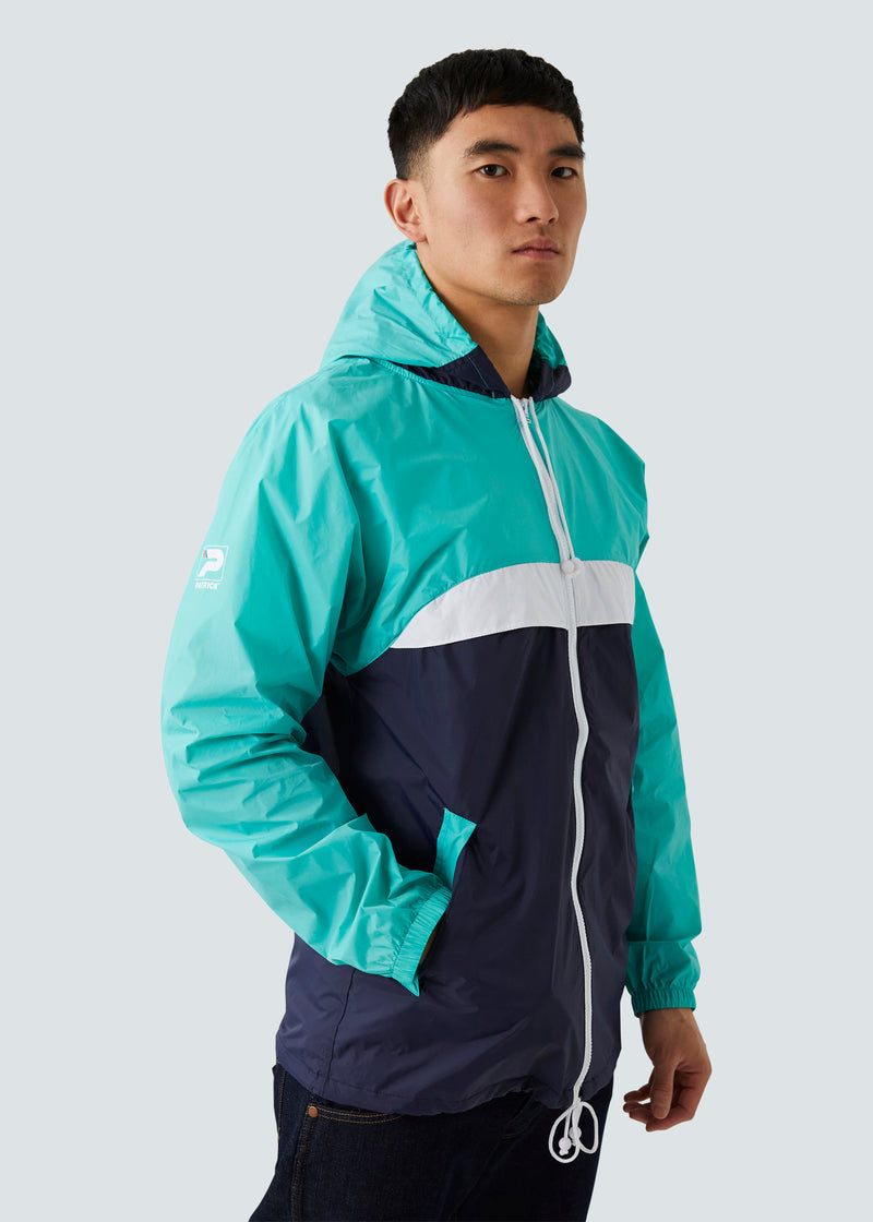 Load image into Gallery viewer, Patrick Classic Cagoule Windrunner - Green/White - Detail
