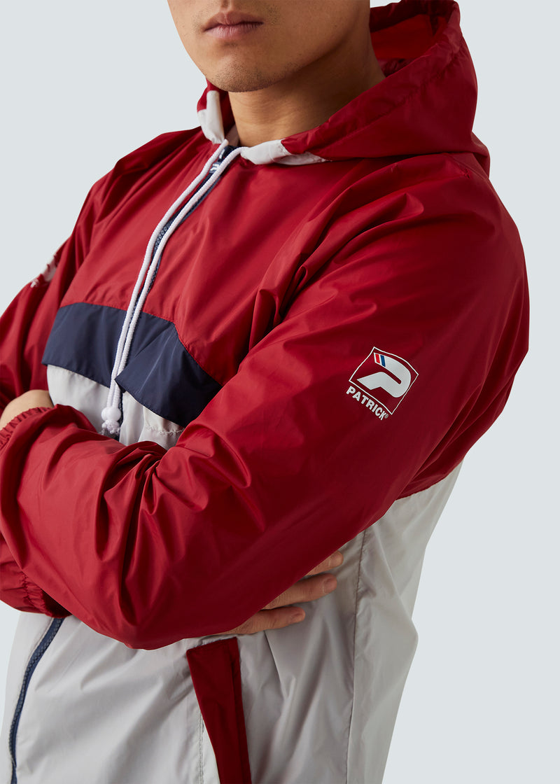 Load image into Gallery viewer, Patrick Classic Cagoule Windrunner - Red/White/Navy - Detail
